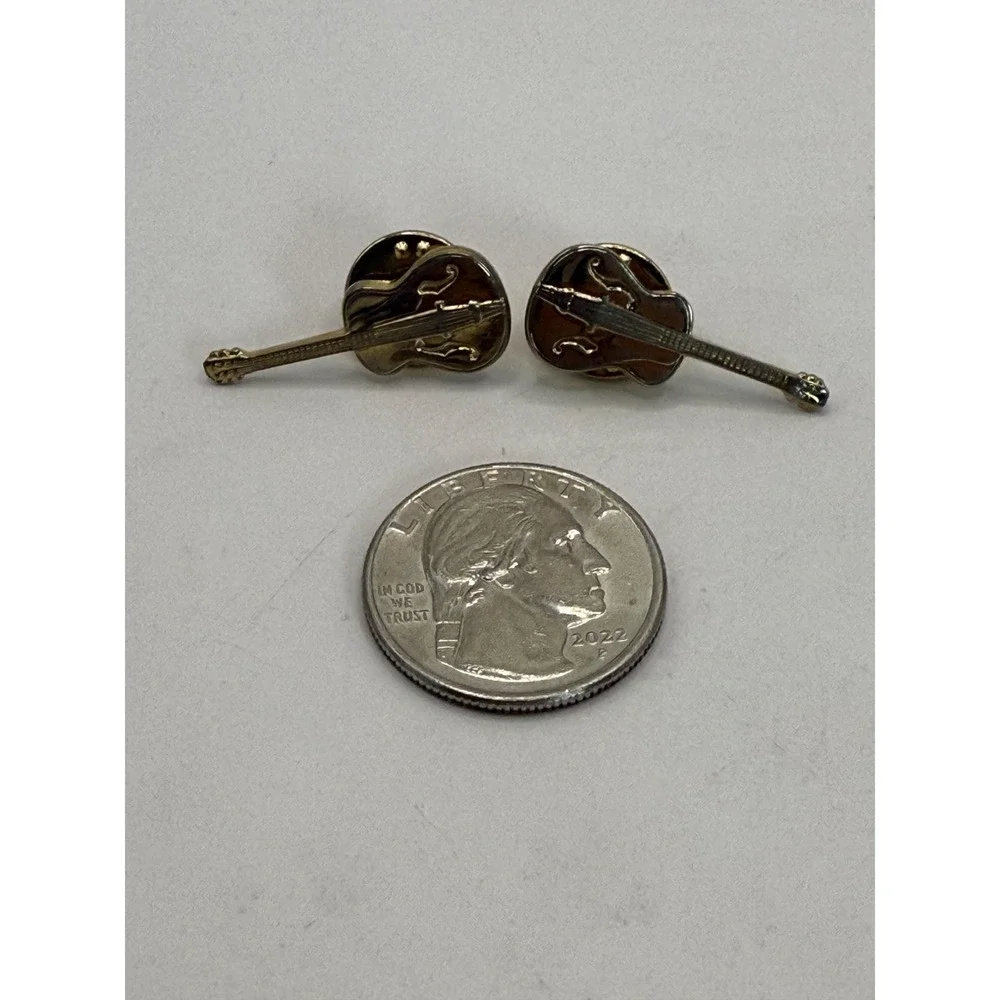 Guitar Lapel Pins Set of 2 Gold Tone‎ Musician Rock Band Accessories
